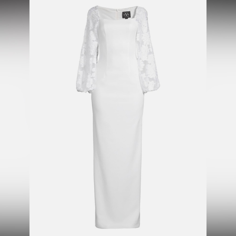 Black Halo Tiana Burnout-Sleeve Column white gown size 0